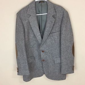 Vintage Oakmont Wool Tweed Herringbone Sport Coat with Elbow Patches 44R